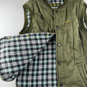 Barbour Embroidered Plaid Lining Puffer Gilet M - Threads Uncovered