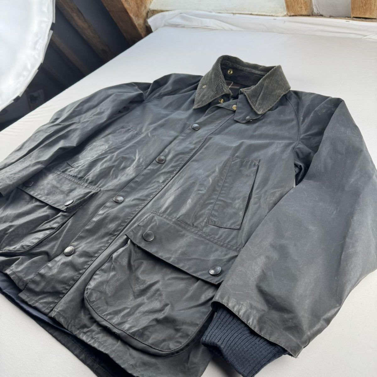 Barbour Vintage Bedale Waxed Jacket S - Threads Uncovered