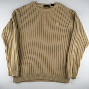 Beige Timberland Embroidered Logo Thick Knitted Navy Jumper M - Threads Uncovered