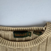 Beige Timberland Embroidered Logo Thick Knitted Navy Jumper M - Threads Uncovered