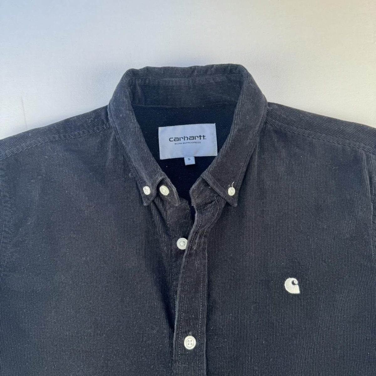 Black Carhartt WIP Long Sleeve Madison Corduroy Button Down Shirt S - Threads Uncovered