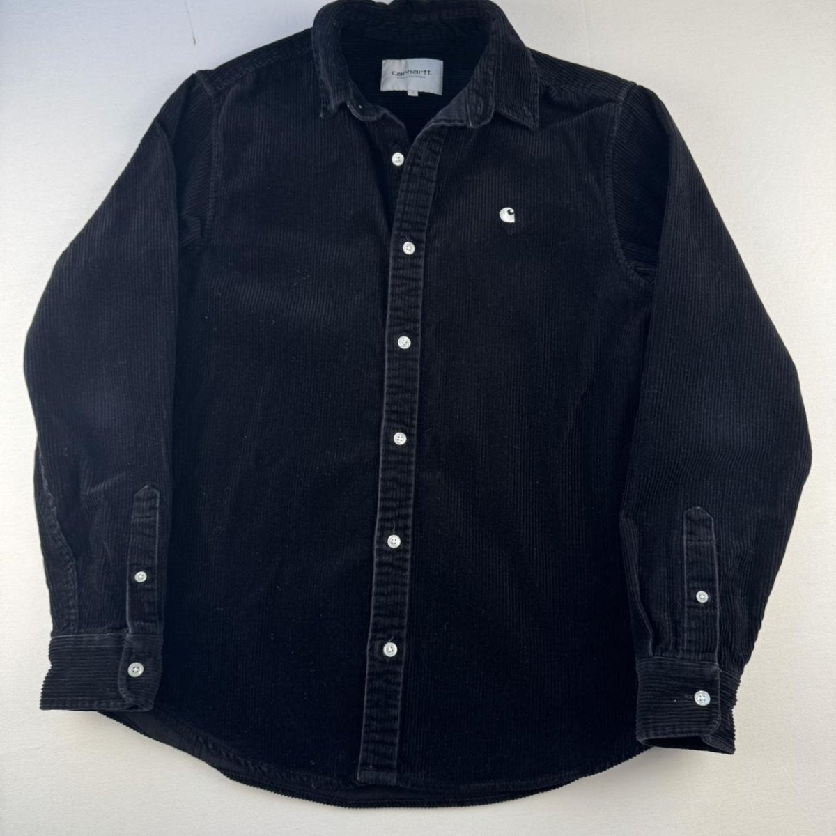 Black Carhartt WIP Long Sleeve Madison Corduroy Button Down Shirt S - Threads Uncovered