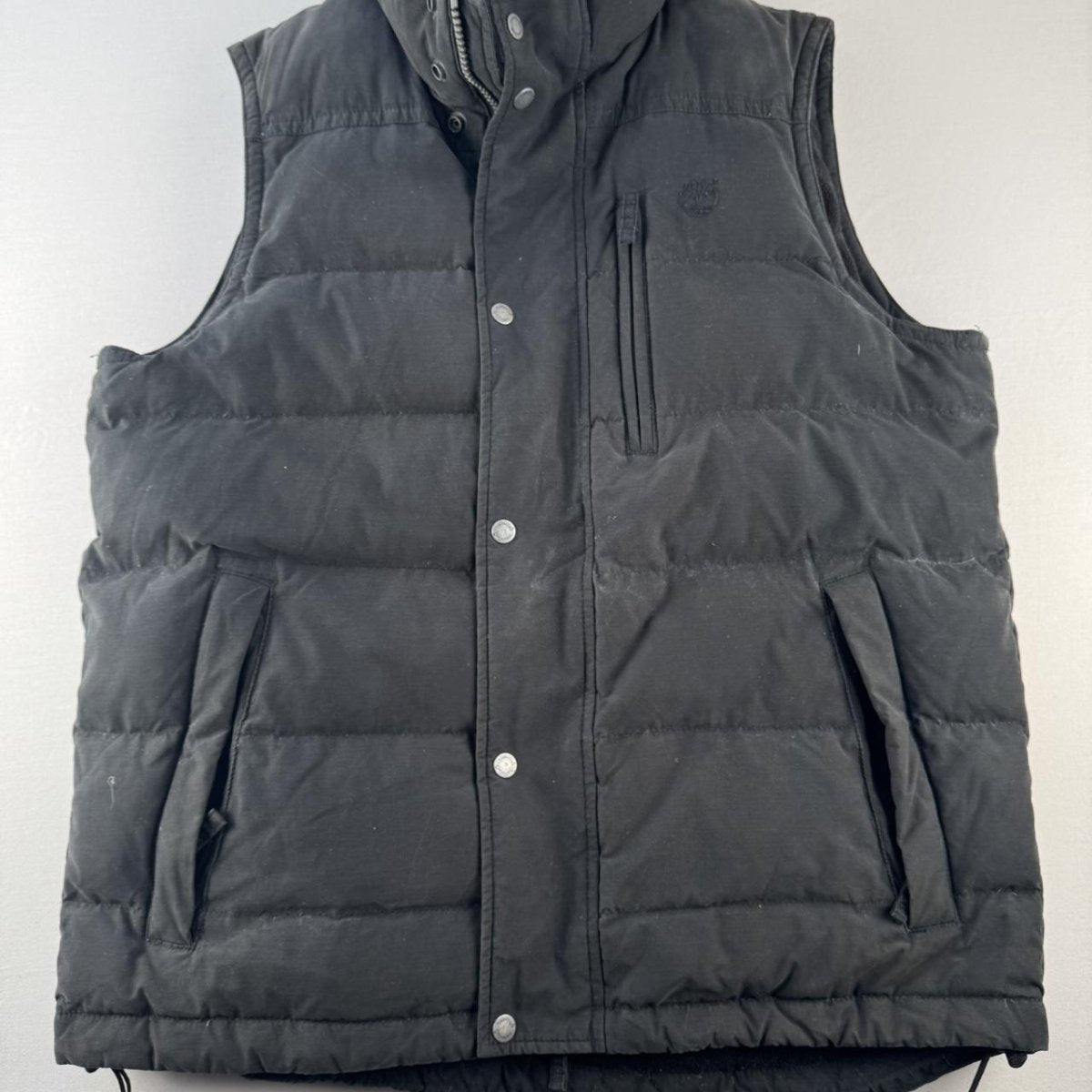 Black Fleece Lined Timberland Puffer Gilet L - Threads Uncovered