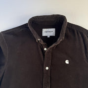 Brown Carhartt WIP Long Sleeve Madison Corduroy Button Down Shirt Small - Threads Uncovered