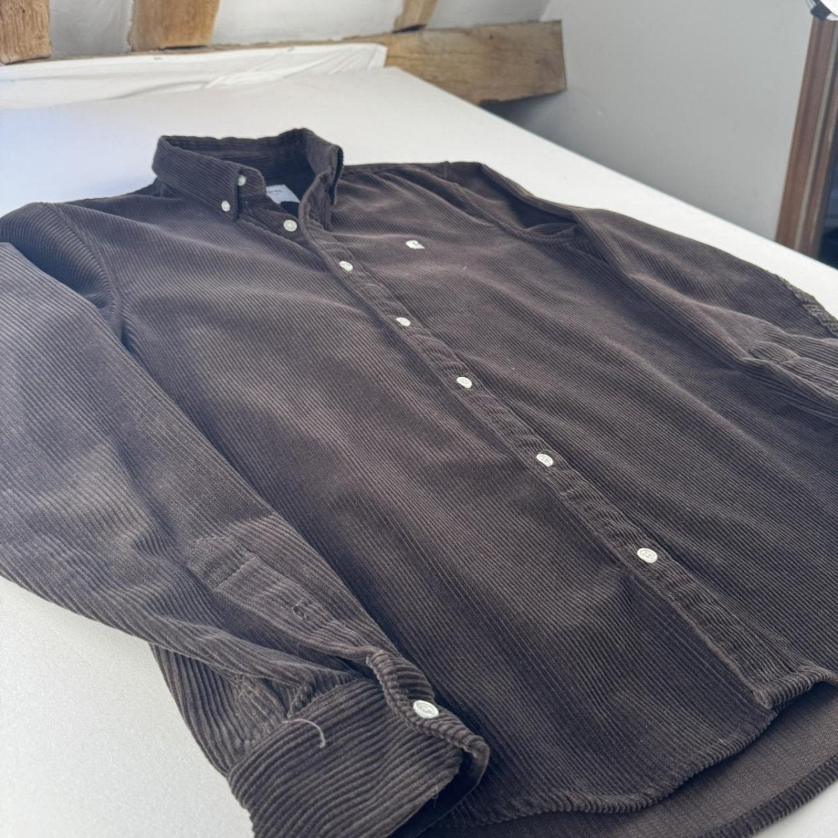 Brown Carhartt WIP Long Sleeve Madison Corduroy Button Down Shirt Small - Threads Uncovered