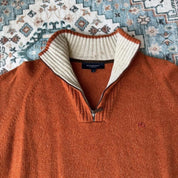 Burberry 100% Lambswool Embroidered Logo Quarter Zip Medium - Threads Uncovered