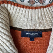 Burberry 100% Lambswool Embroidered Logo Quarter Zip Medium - Threads Uncovered