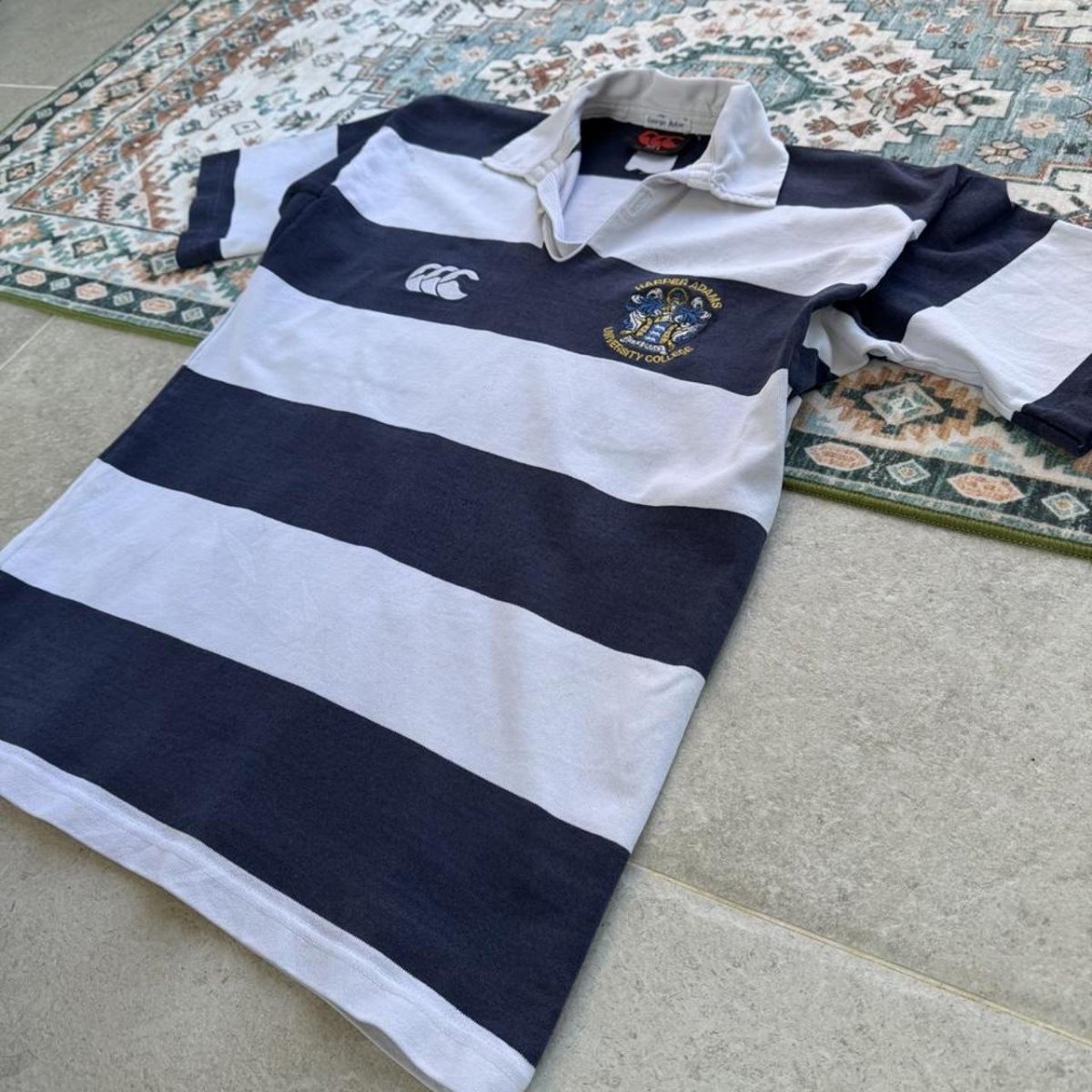 Canterbury Late 1990s Harper Adams Uni Rugby Polo S - Threads Uncovered
