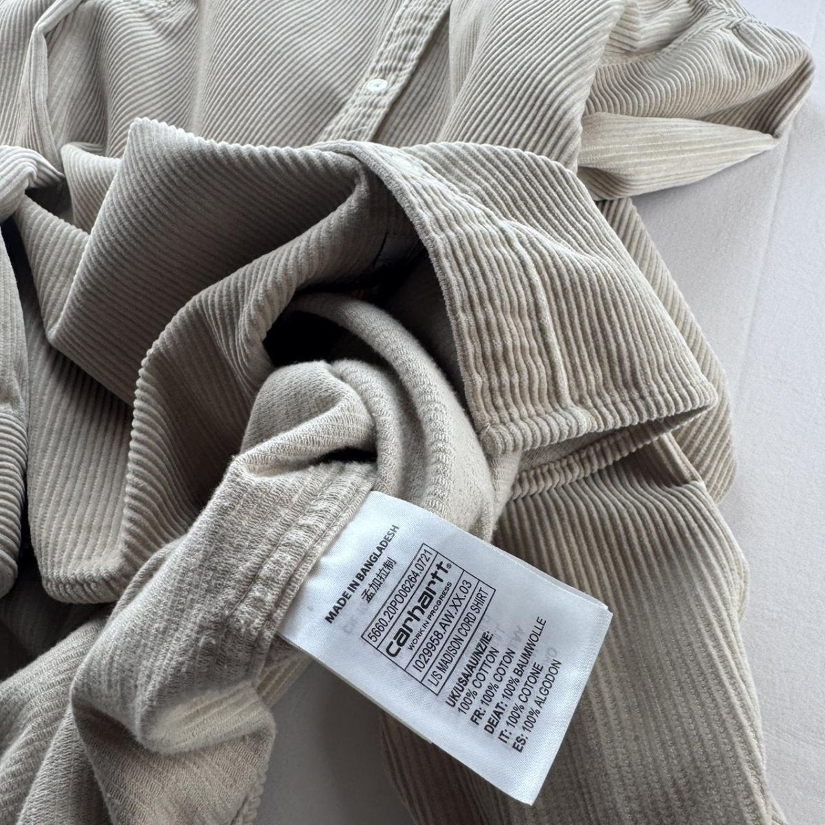 Carhartt WIP Beige Madison Corduroy Button Down Shirt S - Threads Uncovered