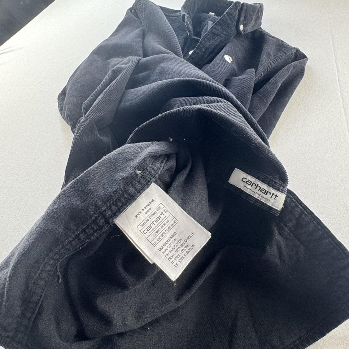 Carhartt WIP Black Madison Corduroy Button Down Shirt S - Threads Uncovered
