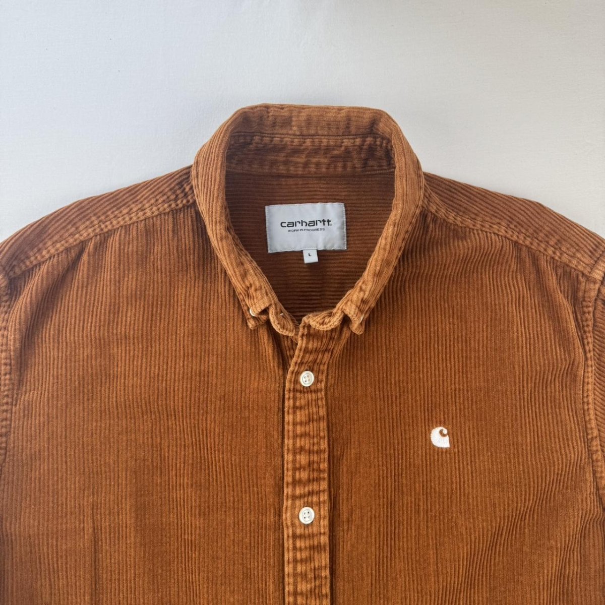 Carhartt WIP Brown Corduroy Button Down Shirt L - Threads Uncovered