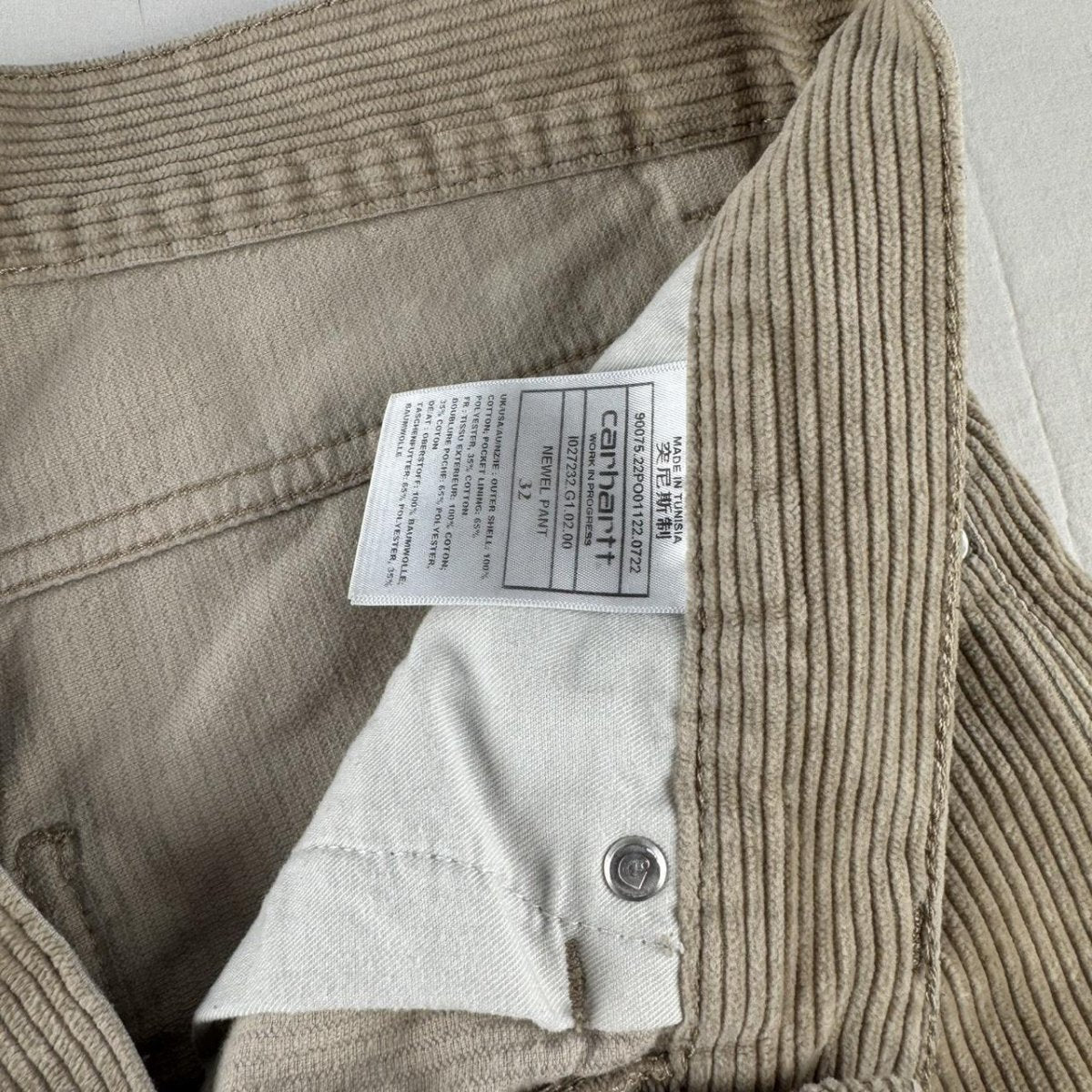 Carhartt WIP Cream Corduory Newel Pant 32W - Threads Uncovered