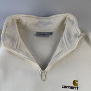 Carhartt WIP Embroidered Cream Quarter Zip Jumper XL - Threads Uncovered