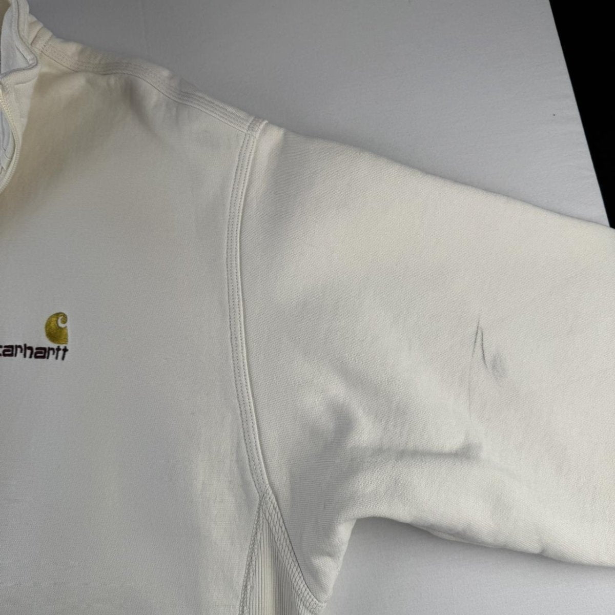 Carhartt WIP Embroidered Cream Quarter Zip Jumper XL - Threads Uncovered