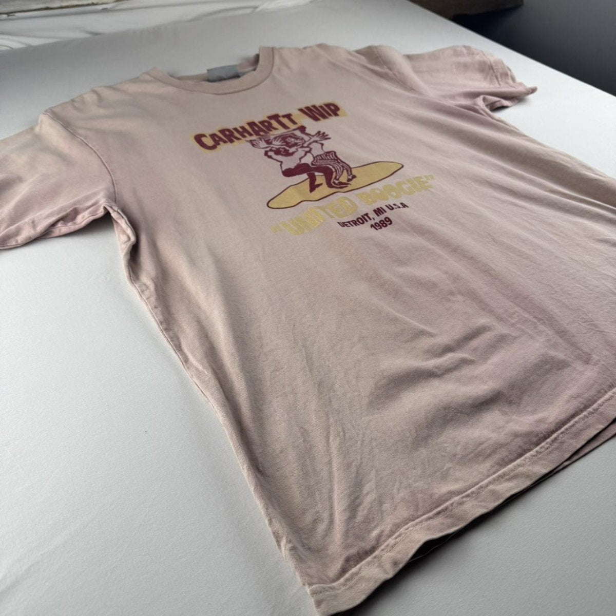 Carhartt WIP Graphic Boogie T Shirt Salmon Pink L - Threads Uncovered