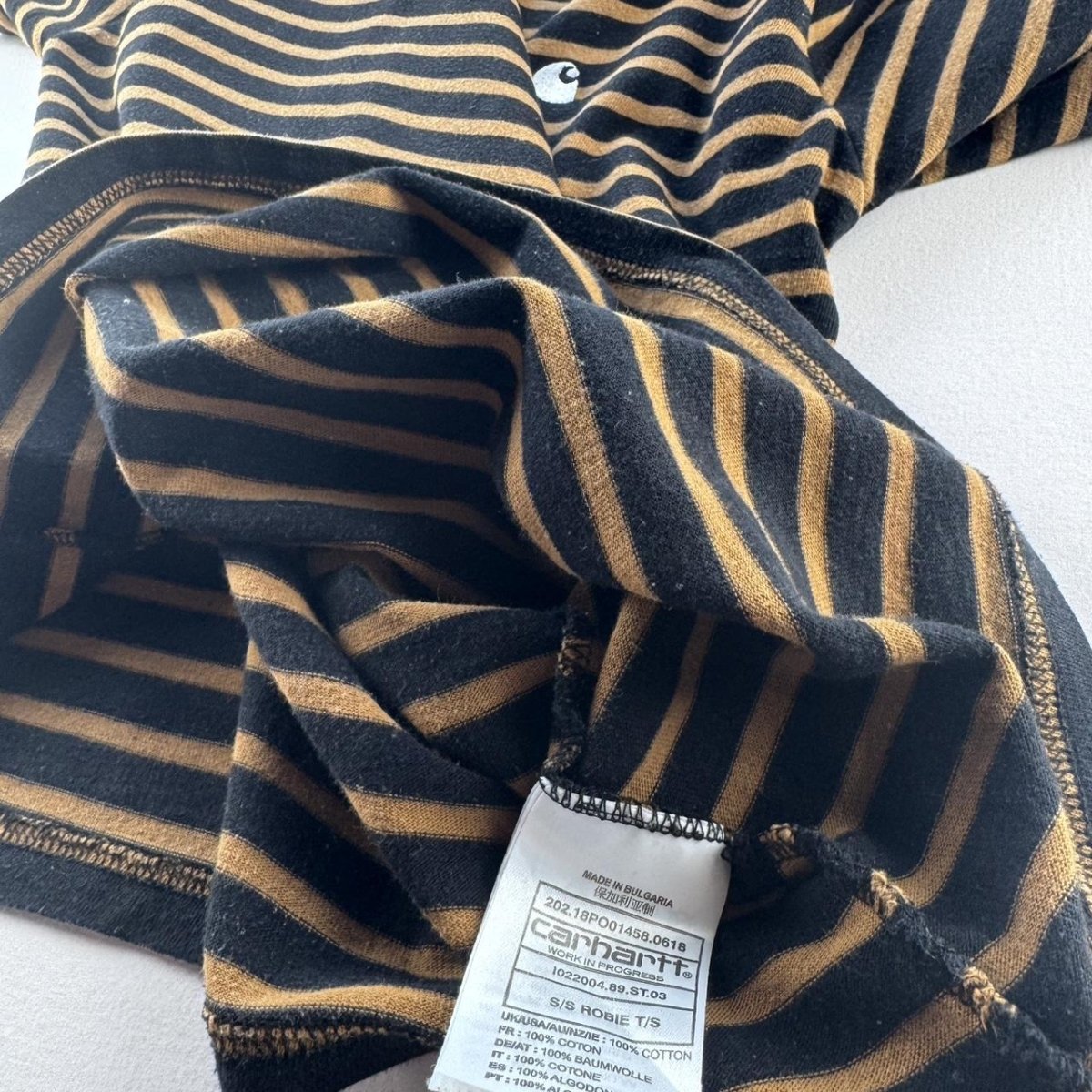 Carhartt WIP Striped Pocket Logo T Shirt M - Threads Uncovered