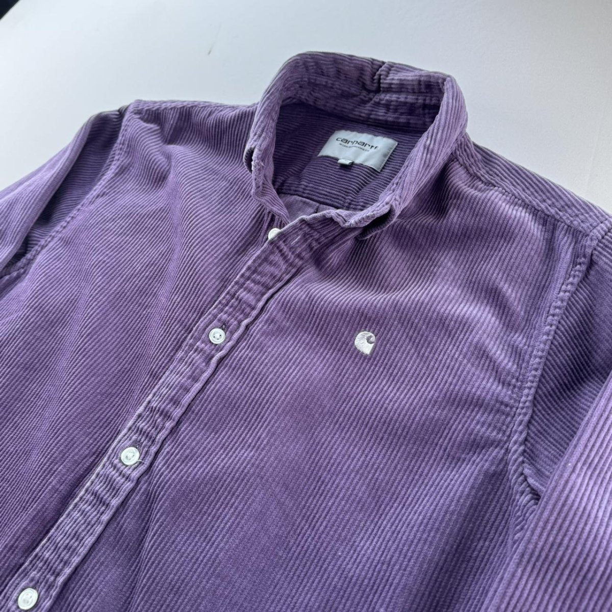 Carhartt WIP Thick Purple Madison Corduroy Button Down Shirt M - Threads Uncovered