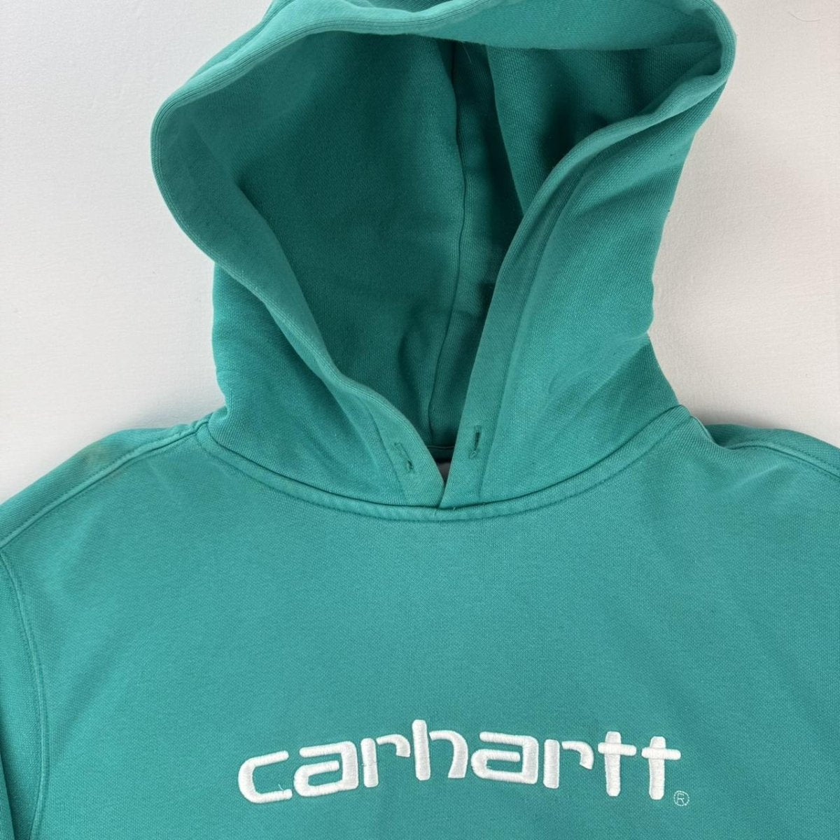 Carhartt WIP Turqoise Spellout Hoodie L - Threads Uncovered