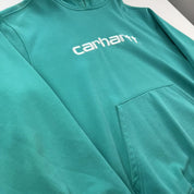 Carhartt WIP Turqoise Spellout Hoodie L - Threads Uncovered