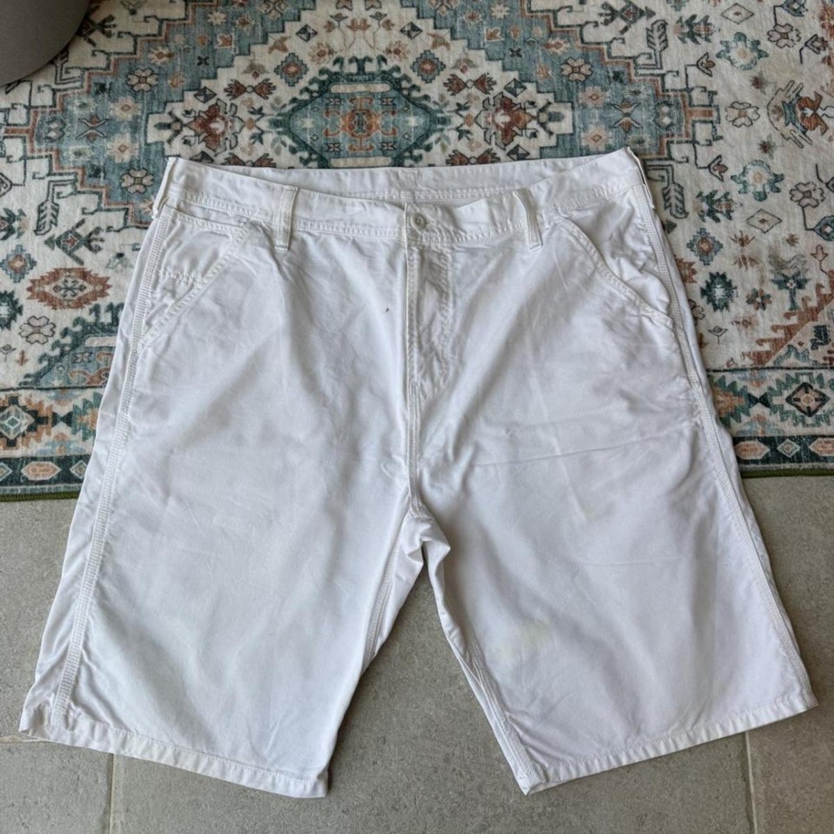 Carhartt WIP White Chalk Pant Shorts 38W - Threads Uncovered