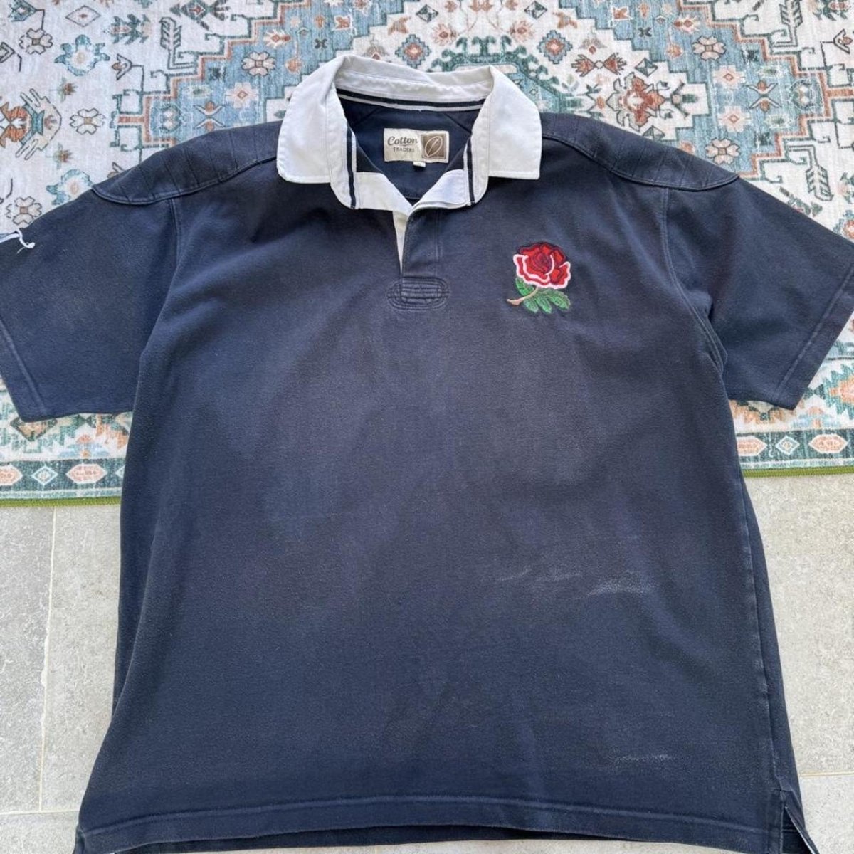 Cotton Traders England Rugby Polo Shirt XL - Threads Uncovered