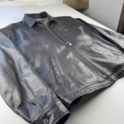 Dark Brown 2000s Polo Ralph Lauren Leather Harrington Jacket L - Threads Uncovered