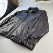 Dark Brown 2000s Polo Ralph Lauren Leather Harrington Jacket L - Threads Uncovered