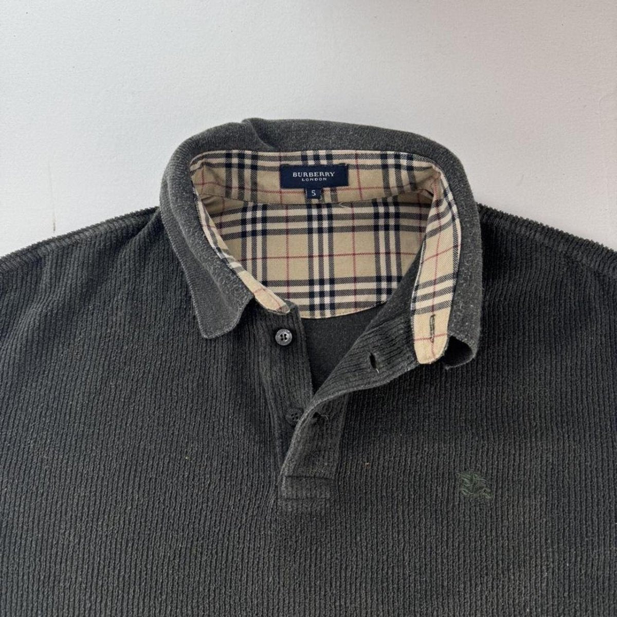 Dark Green Early 2000s Burberry Corduroy Button Down Jumper S - Threads Uncovered