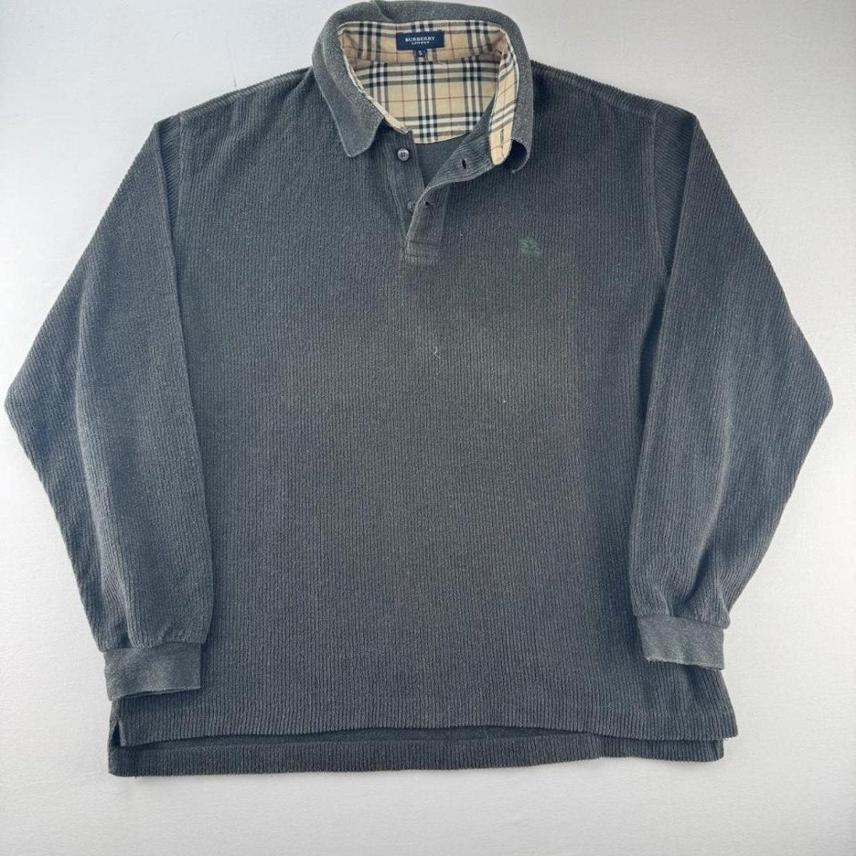 Dark Green Early 2000s Burberry Corduroy Button Down Jumper S - Threads Uncovered