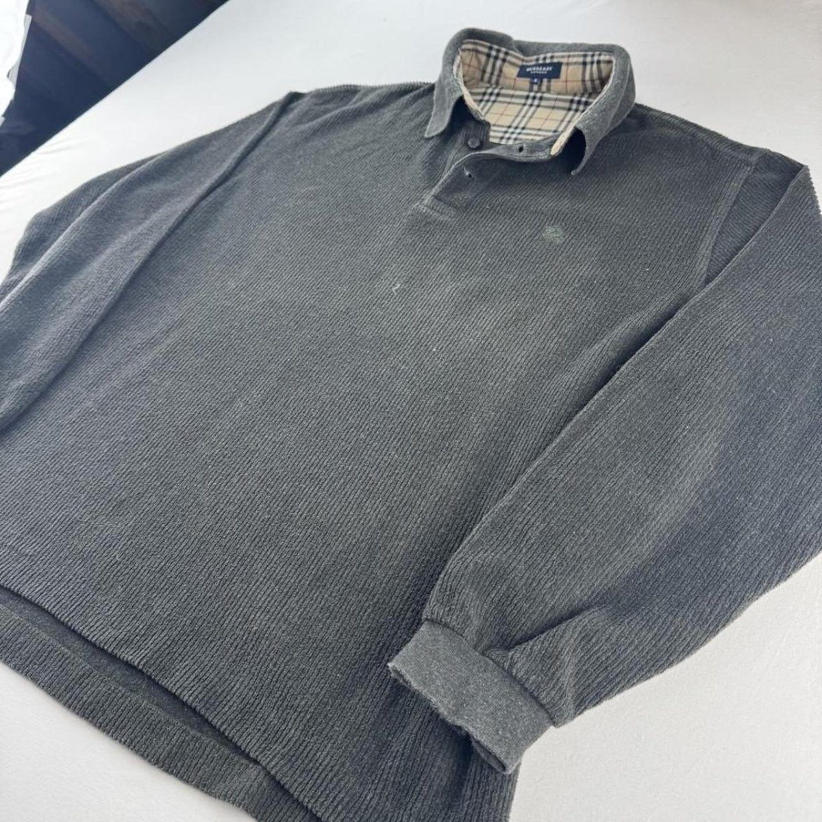 Dark Green Early 2000s Burberry Corduroy Button Down Jumper S - Threads Uncovered