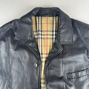 Early 2000s Burberry Leather Mac Jacket 54 (L/XL) - Threads Uncovered