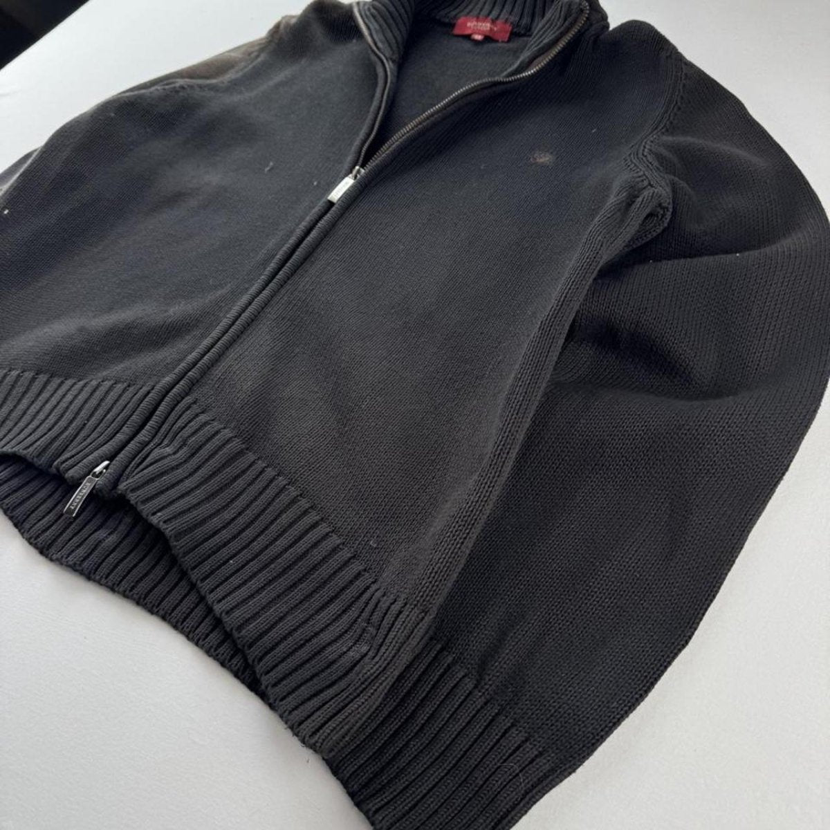 Early 2000s Burberry Womens Cotton Full Zip Jumper with Embroidered Logo 10-12 - Threads Uncovered