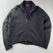 Early 2000s Burberry Womens Cotton Full Zip Jumper with Embroidered Logo 10-12 - Threads Uncovered
