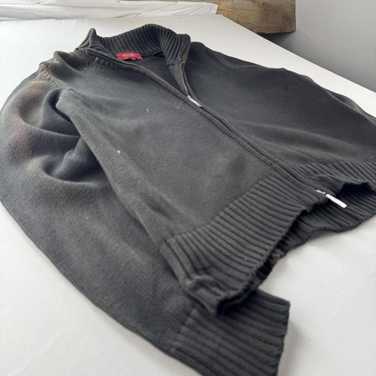 Early 2000s Burberry Womens Cotton Full Zip Jumper with Embroidered Logo 10-12 - Threads Uncovered