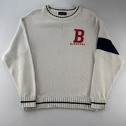 Early 2000s Burberry Womens Spellout Knitted Jumper 10-12 - Threads Uncovered