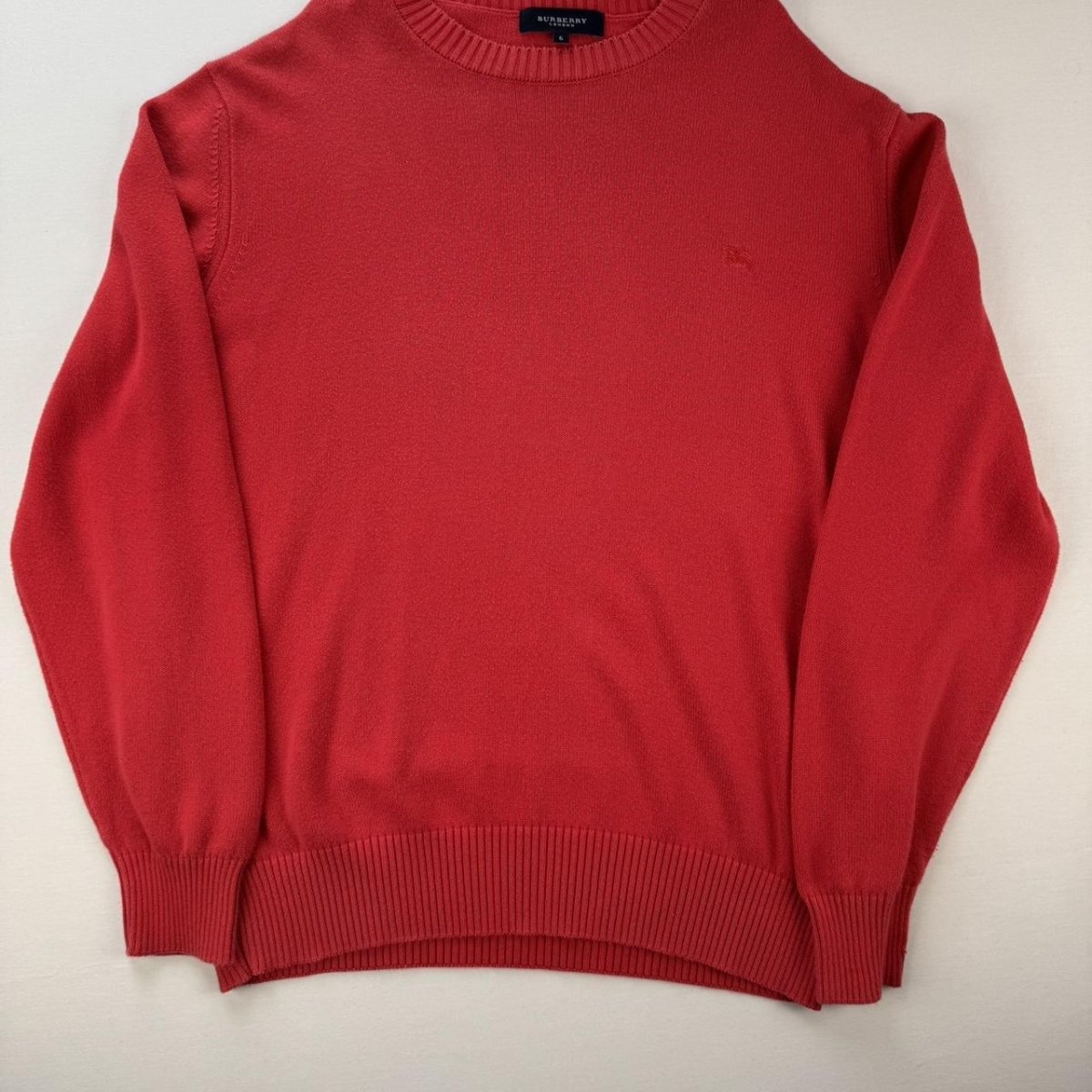 Early 2000s Cotton Burberry Embroidered Knitted Jumper M - Threads Uncovered