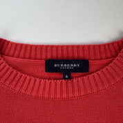 Early 2000s Cotton Burberry Embroidered Knitted Jumper M - Threads Uncovered