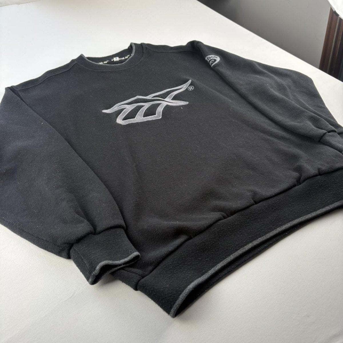 Early 2000s Embroidered Reebok Oversized Ribbed Sweatshirt S - Threads Uncovered