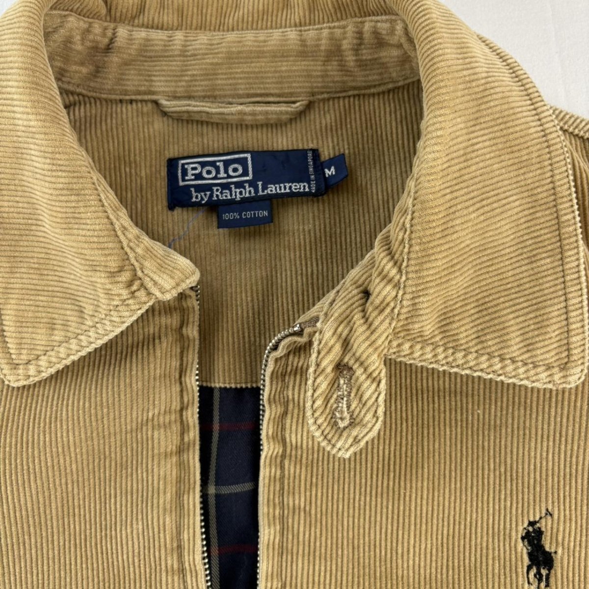 Early 2000s Polo Ralph Lauren Corduroy Plaid Lining Harringon Jacket M - Threads Uncovered