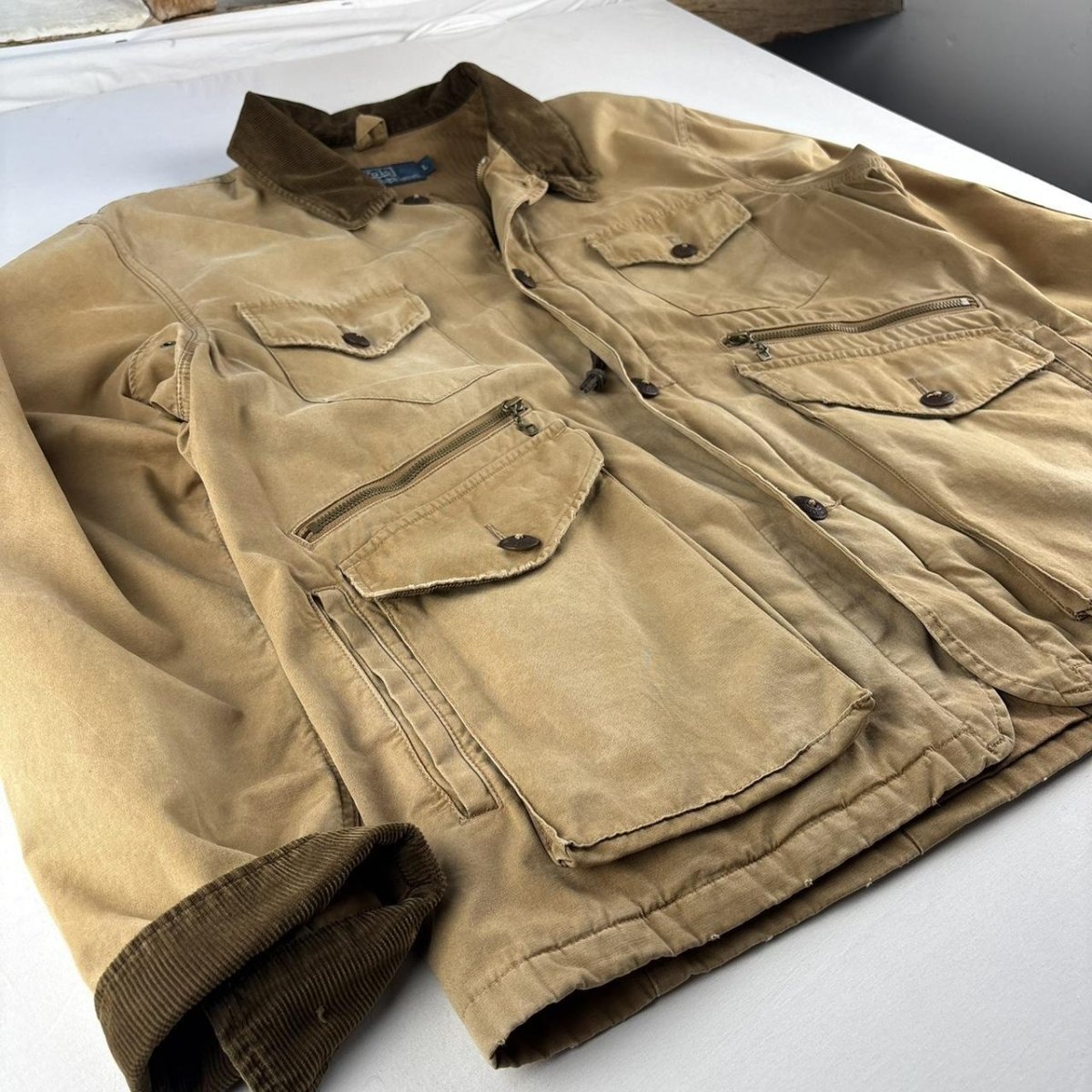 Early 2000s Polo Ralph Lauren Workwear Canvas Jacket with Corduroy Trim L - Threads Uncovered
