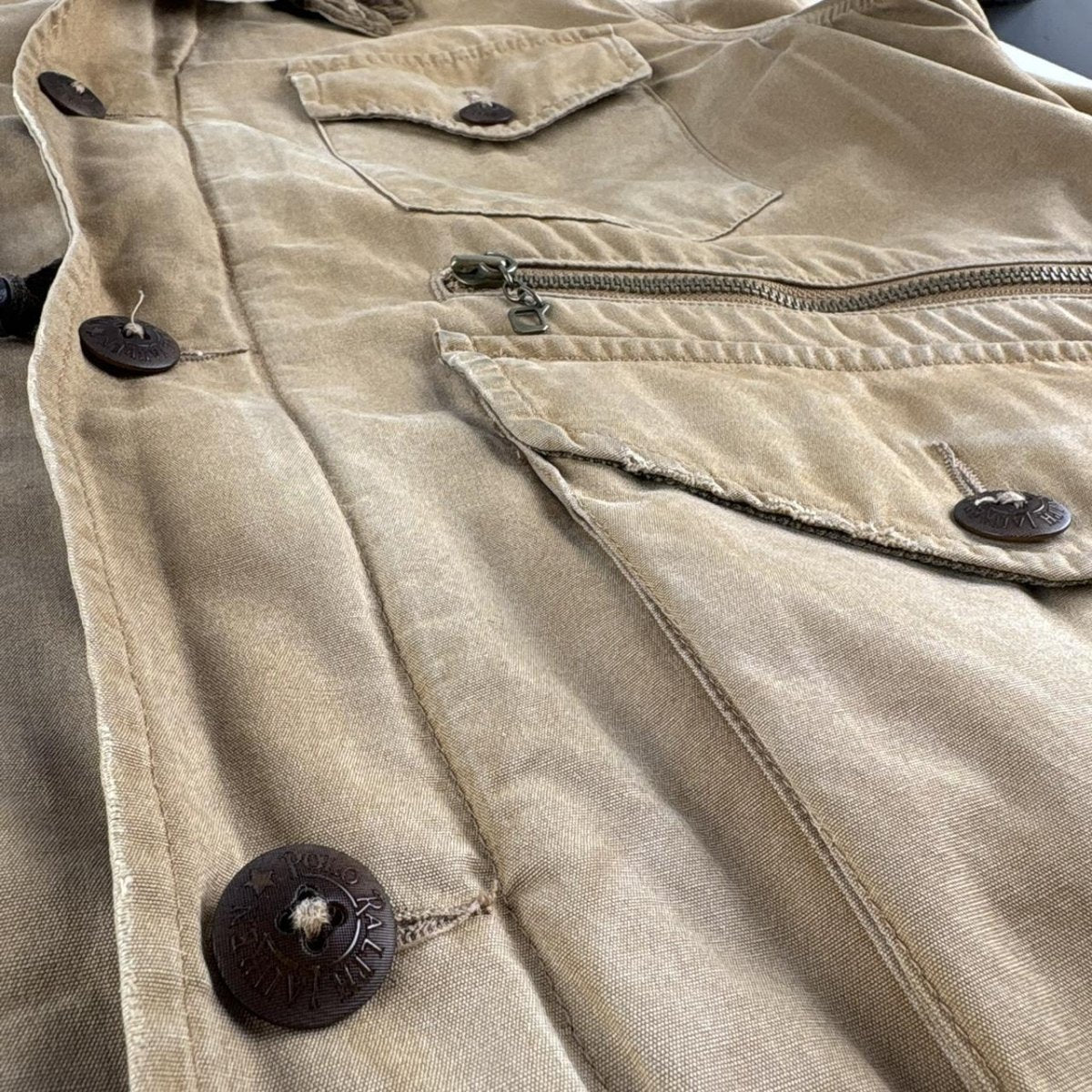 Early 2000s Polo Ralph Lauren Workwear Canvas Jacket with Corduroy Trim L - Threads Uncovered