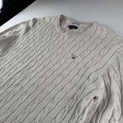 Gant Cotton Embroidered Spellout Cable Knit Jumper L - Threads Uncovered