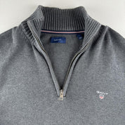 Gant Embroidered Logo Knitted Quarter Zip Fleece L - Threads Uncovered