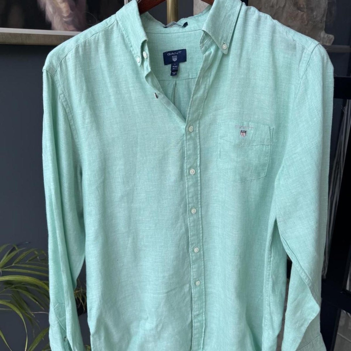 Gant Embroidered Pony Linen Shirt L - Threads Uncovered