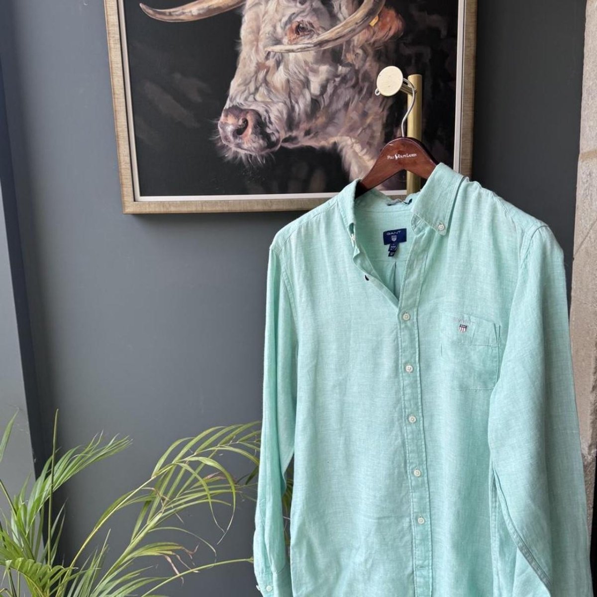 Gant Embroidered Pony Linen Shirt L - Threads Uncovered
