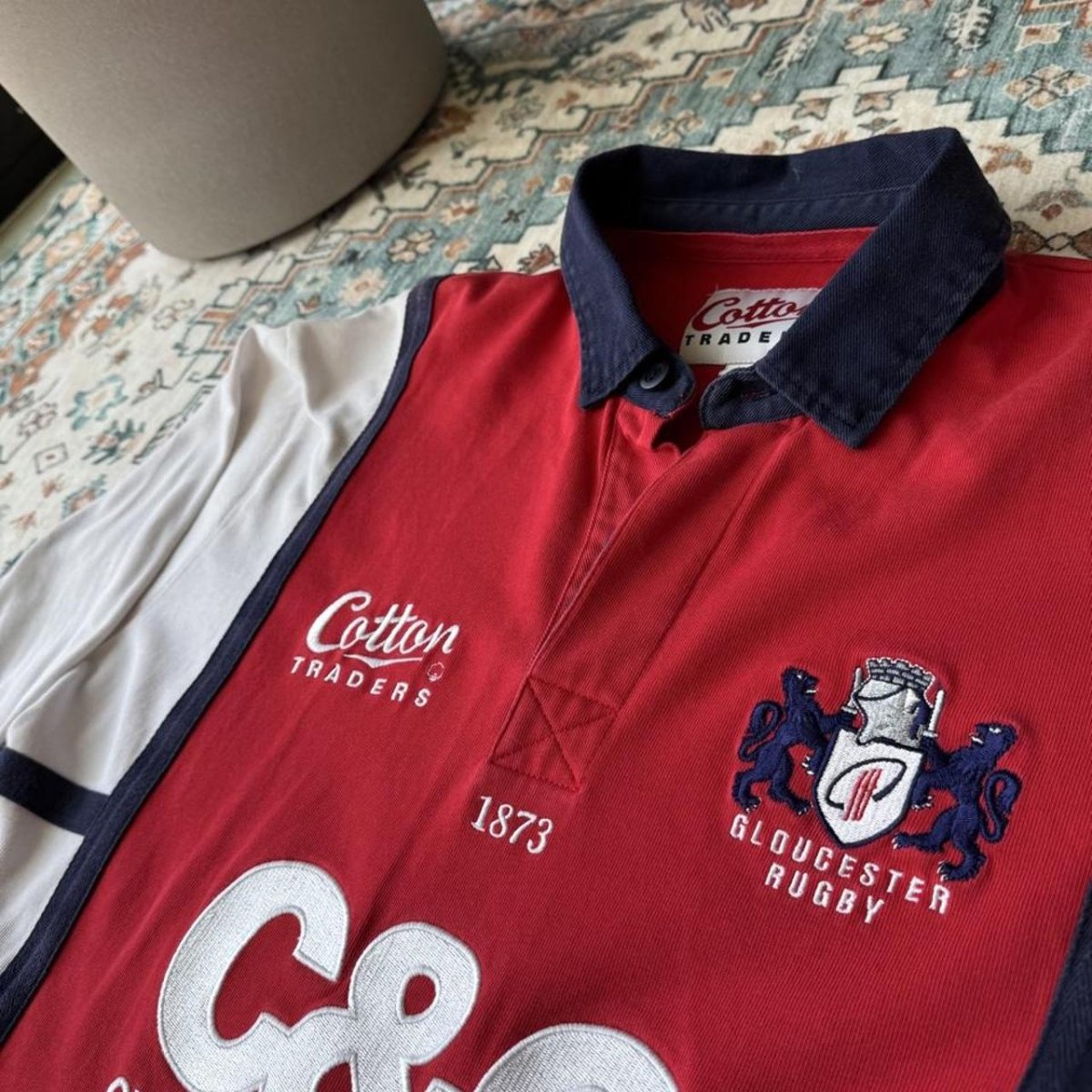 Gloucester Cotton Traders Long Sleeve Rugby Polo Shirt L - Threads Uncovered