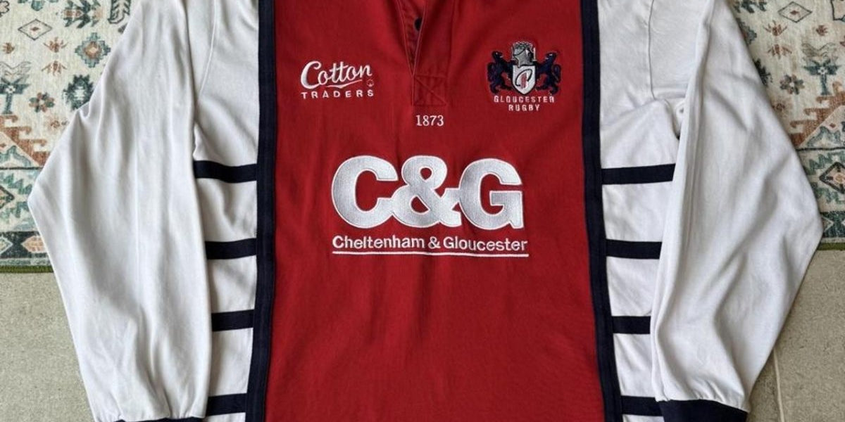 Gloucester Cotton Traders Long Sleeve Rugby Polo Shirt L - Threads Uncovered