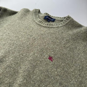 Khaki Womens Burberry Woolen Knitted Jumper 12-14 - Threads Uncovered