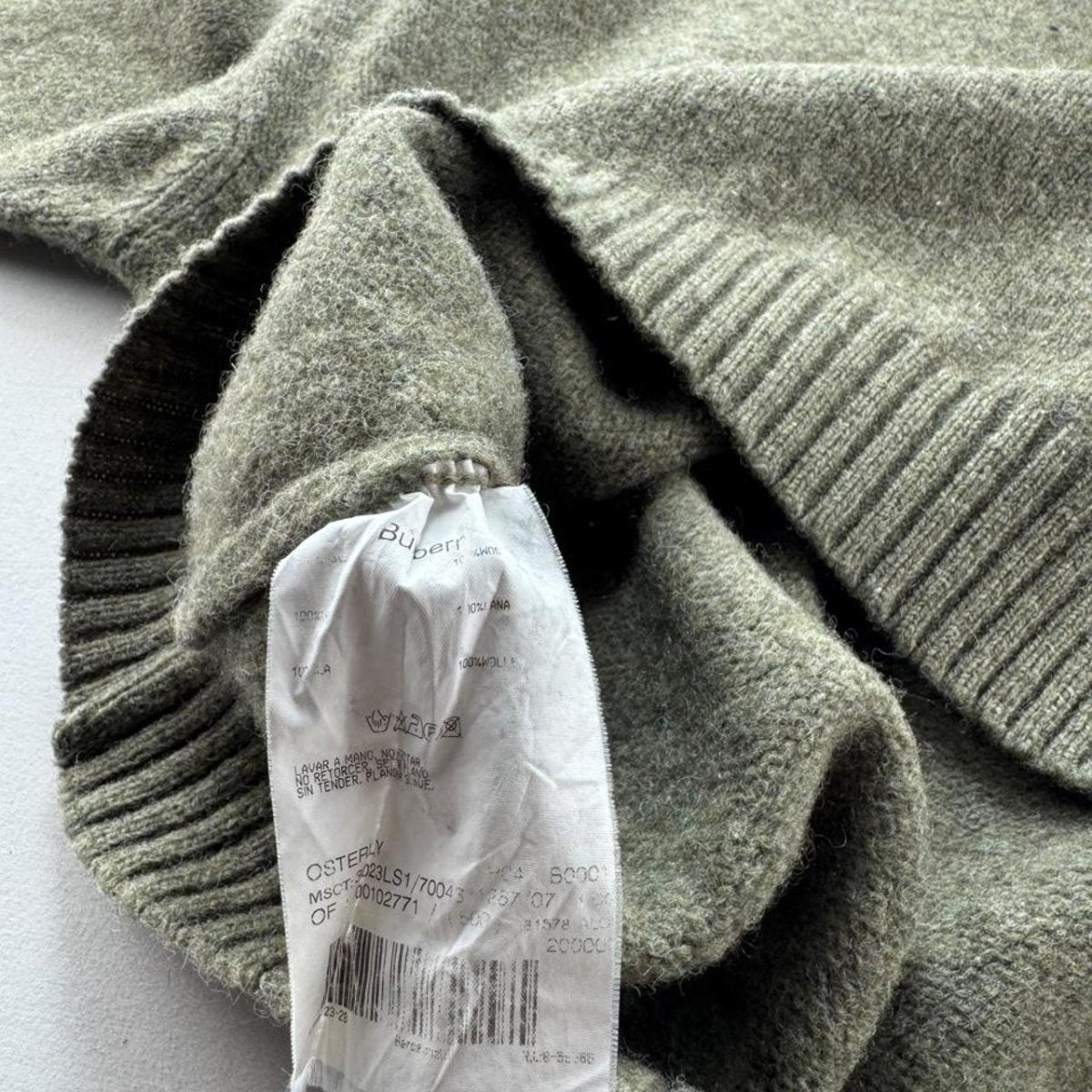 Khaki Womens Burberry Woolen Knitted Jumper 12-14 - Threads Uncovered