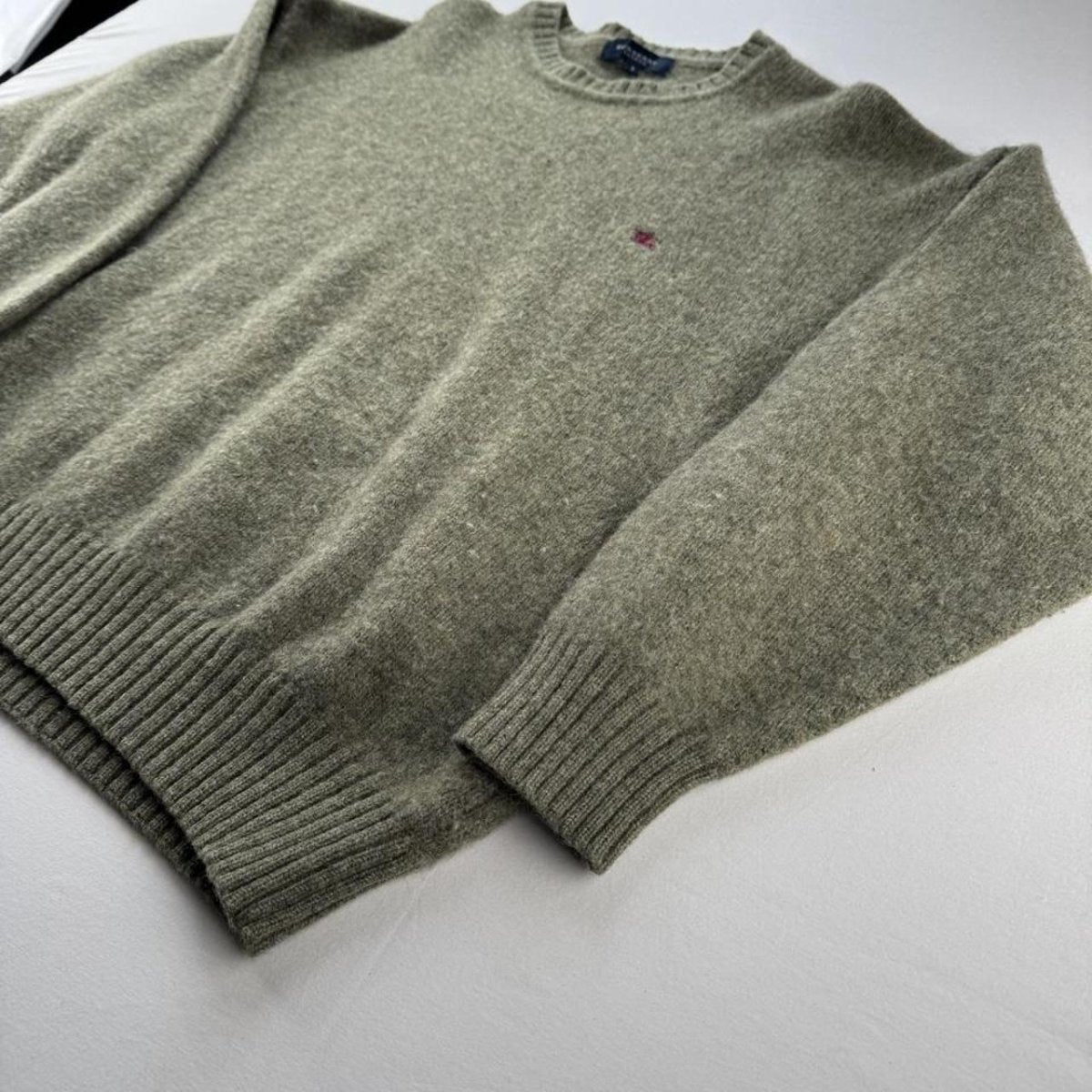 Khaki Womens Burberry Woolen Knitted Jumper 12-14 - Threads Uncovered